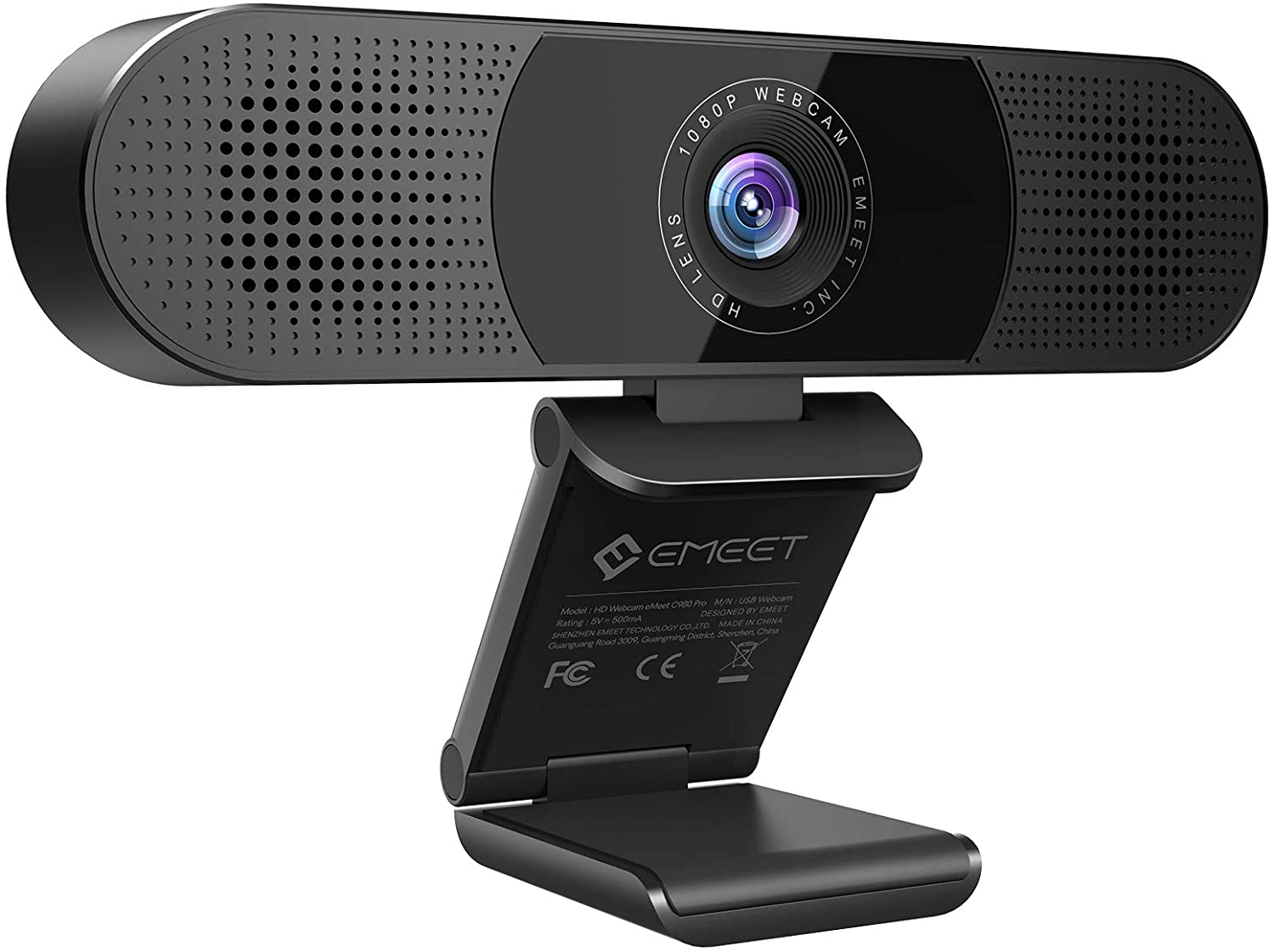 Cámara web 3 en 1 - eMeet C980 Pro Webcam con micrófono, 2 altavoces y 4 matrices de micrófonos omnidireccionales integradas, cámara web 1080P